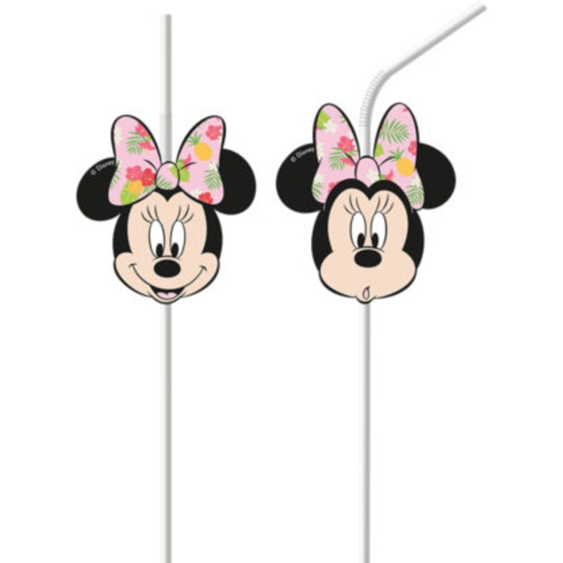 6 Tropical Minnie Mouse straws