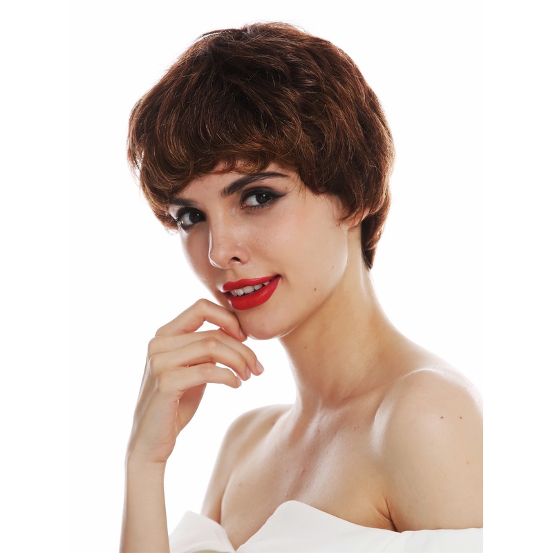 Lady wig monofilament short androgynous brown highlights light brown PAM-MT
