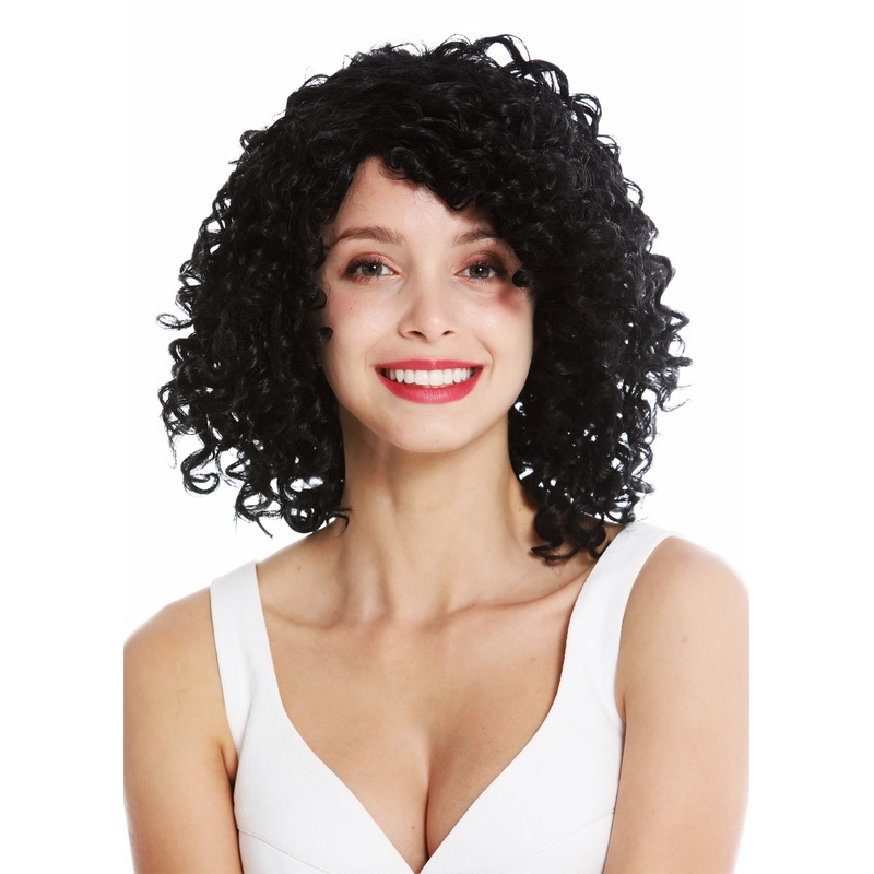 Lady wig very curly voluminous Caribbean Latina ringlets curls black YZF-7283A