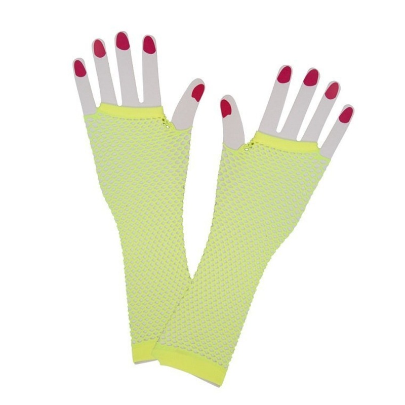 80’s Fishnet Gloves – Neon Yellow