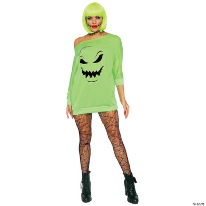 Adult Green Spooky Jersey Dress Small/Medium
