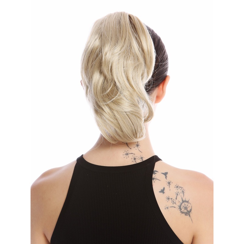 Ponytail Combs & Clamp short slighty wavy voluminous champagne blonde MKB-29