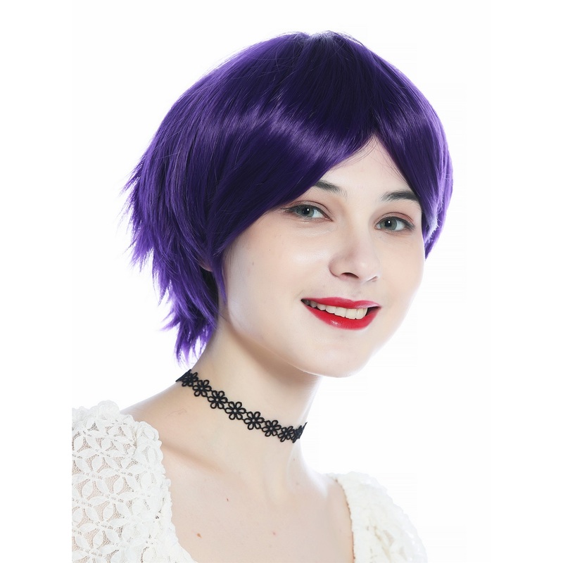 Wig Ladies Wig unisex short straight parting dark violett purple mix SZL0855