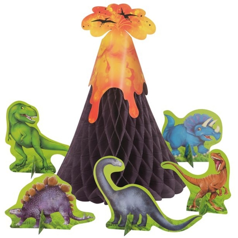 Dino adventure volcano table decoration set 6 pieces