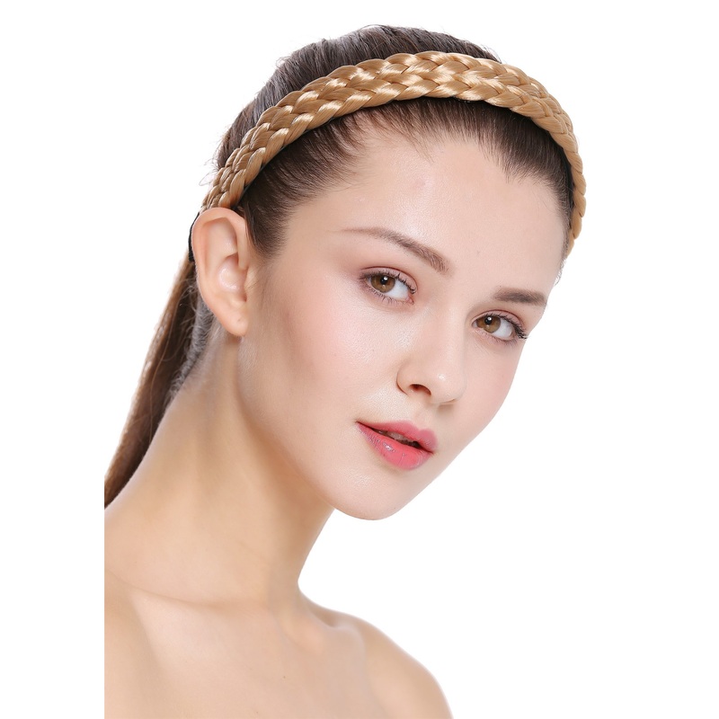 Hair loop Alice band plaited traditional 1 inch wide braid honey blonde CXT-002