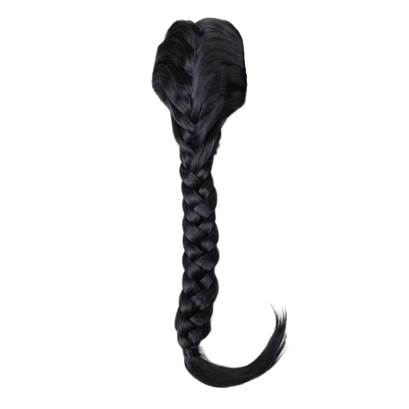Hairpiece Ponytail queue plaited braided halfwig very long black NC006
