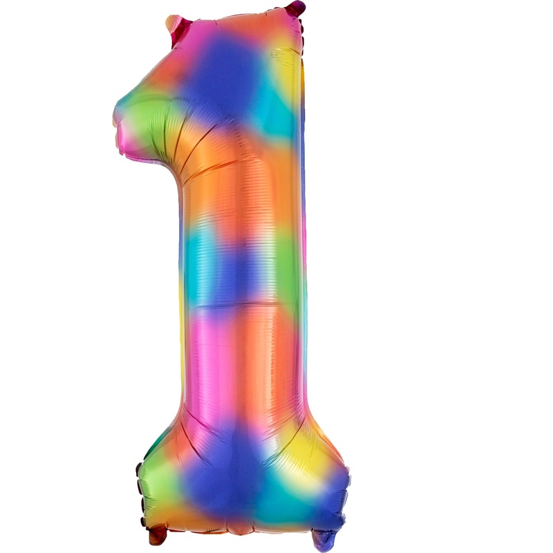 Rainbow number 1 foil balloon