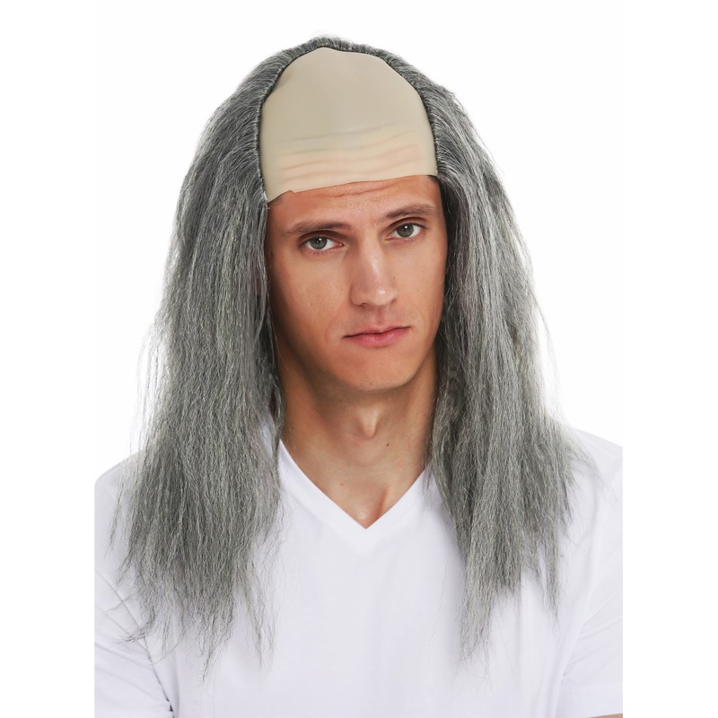 Wig Halloween men bald forehead long stringy hair Igor Frankenstein BL201503