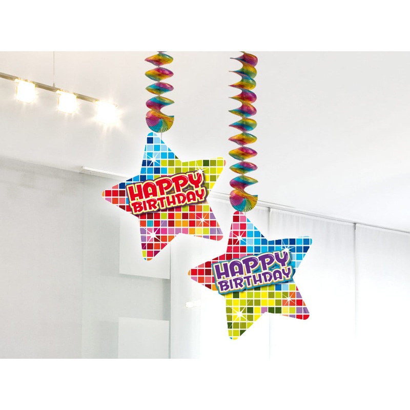 2 spiral decoration hanger Happy Birthday Disco