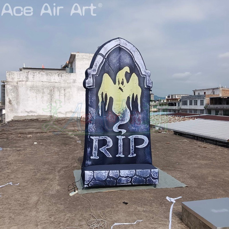 3mh Outdoor Party Event Inflatable Halloween Yard Decoration LED Lights Inflatable Halloween Tombstone Model