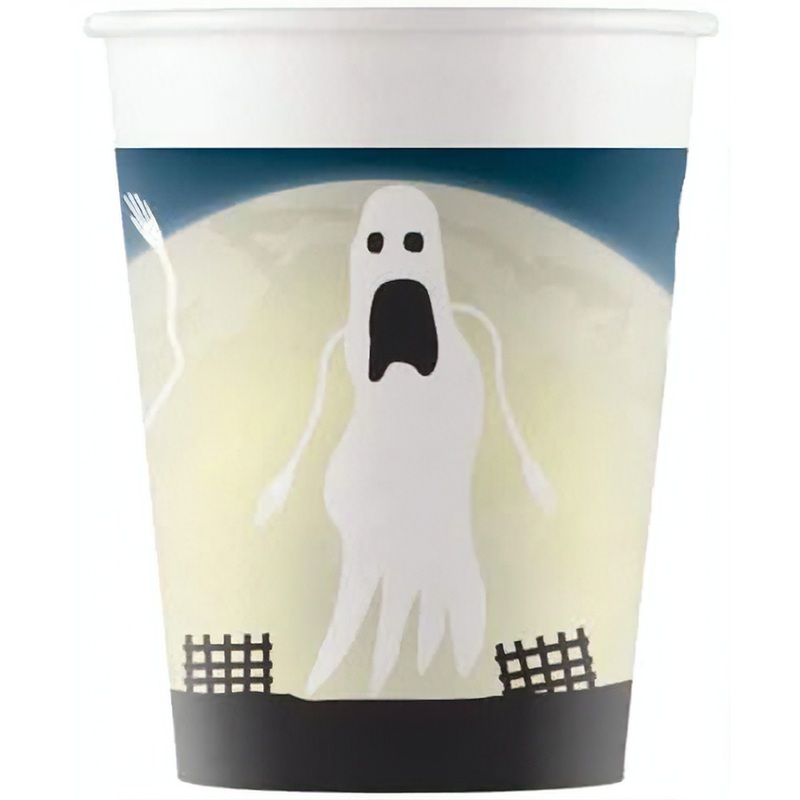 8 Halloween Full Moon Paper Cups 200ml