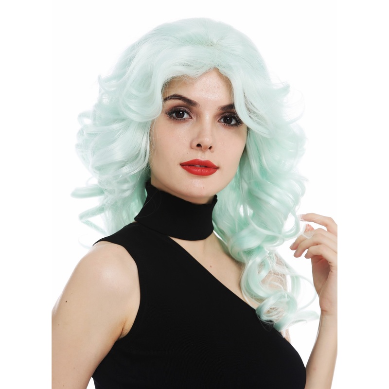 Lady wig long wavy voluminous backcombed 80’s diva drag turquoise green WL-3010