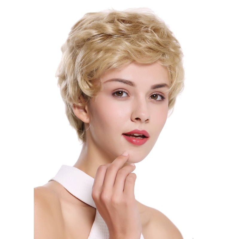Lady wig real human hair women short wavy stylish blonde NG-HH