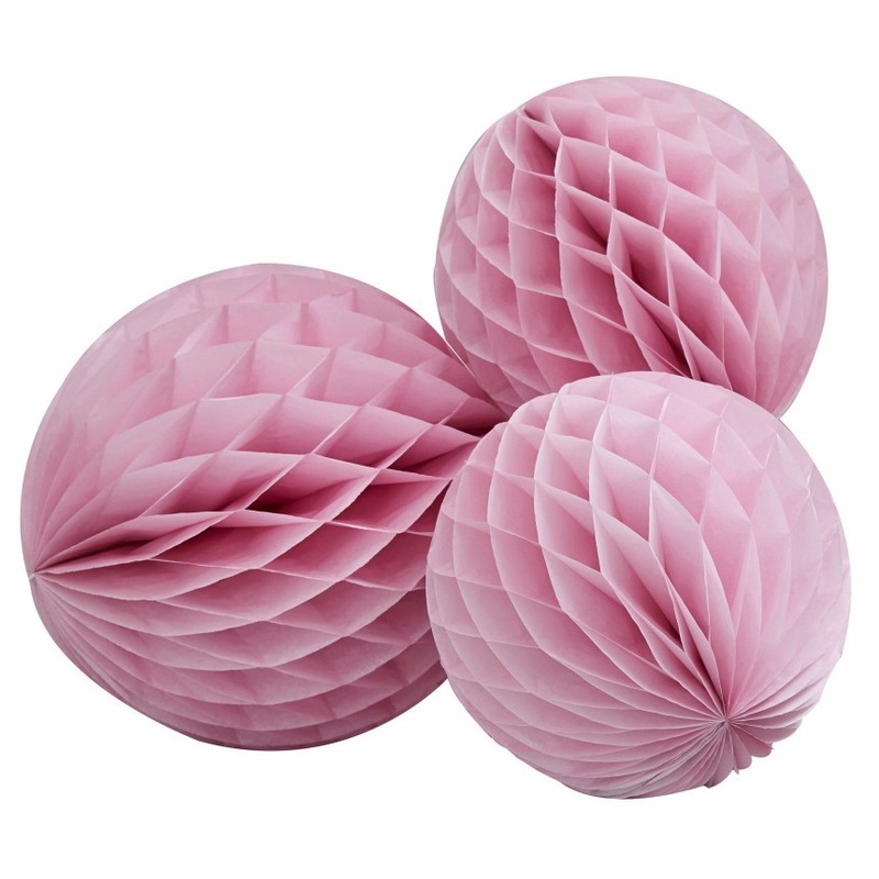3 soft pink honeycomb balls