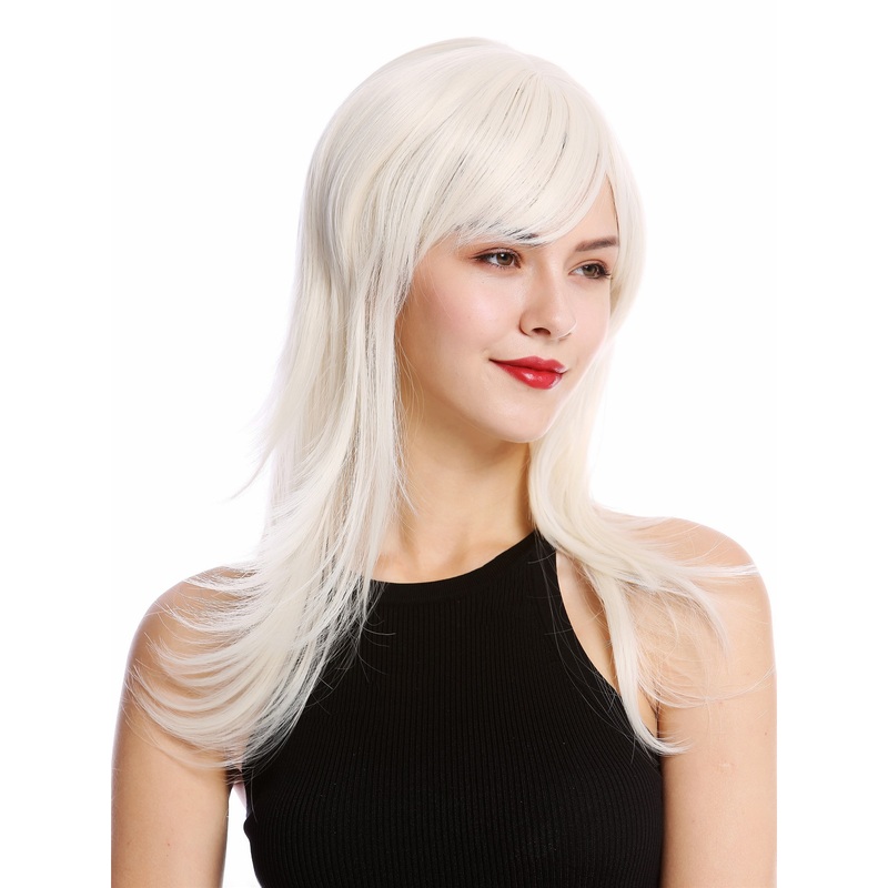 Lady Wig long slightly wavy long fringe parted sideways white platinum GFW242