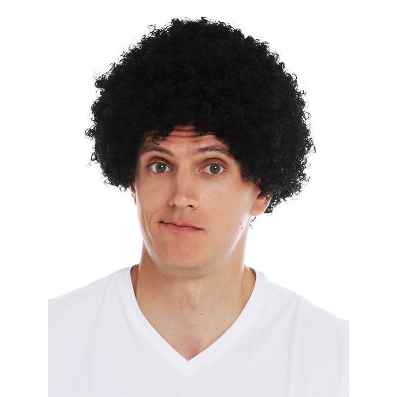 Wig woman man Halloween carnival short thick afro frizzy curls black MMAS-6M