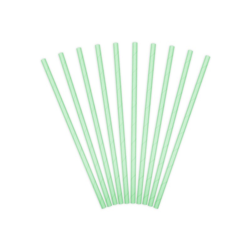 10 paper straws mint green 19.5cm