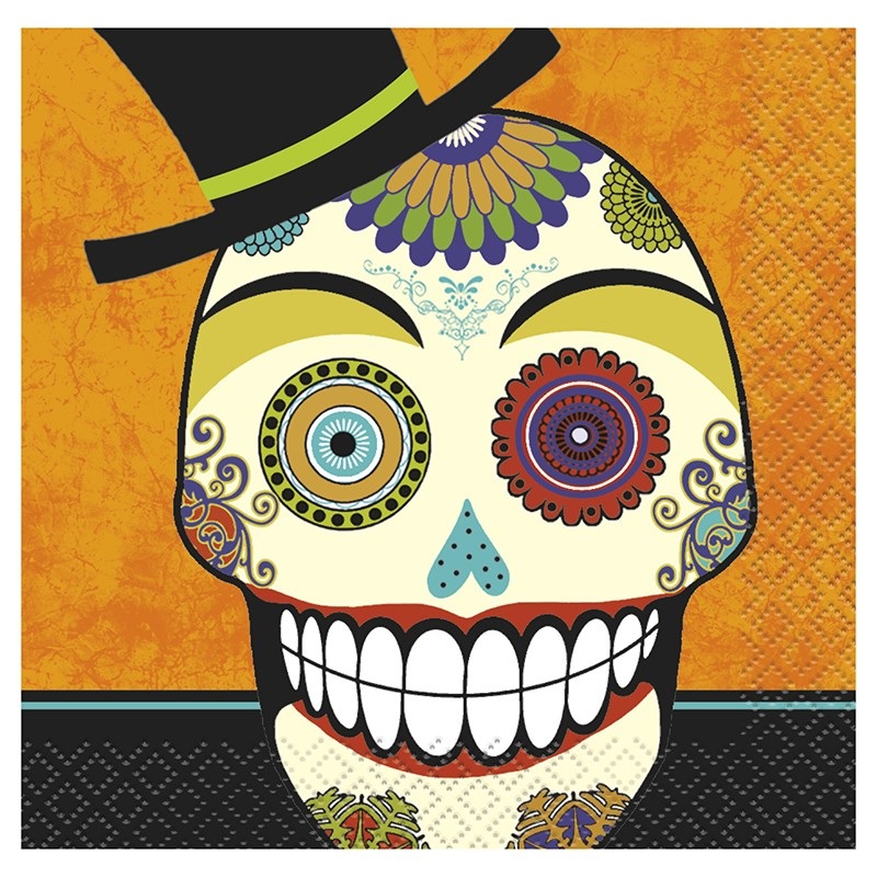 16 day of the dead napkins 25cm