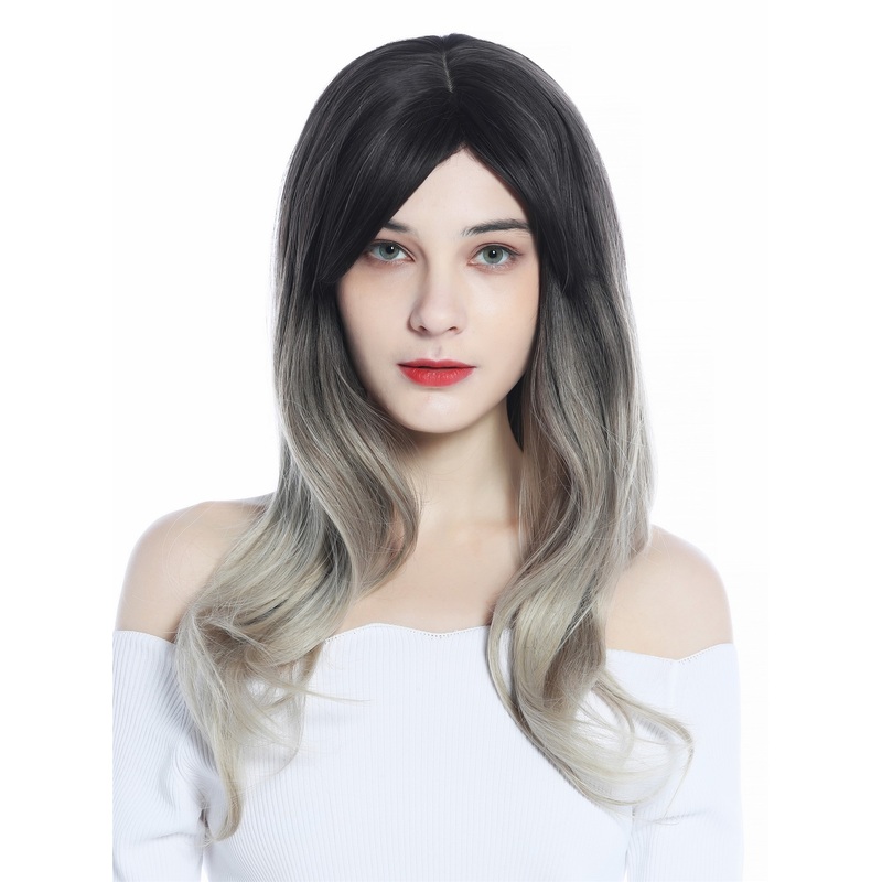 Lady wig long ombre medium brown vanilla blond balayage highlights LC271N