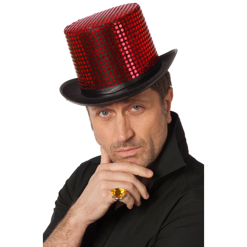 Noble black top hat with red sequins