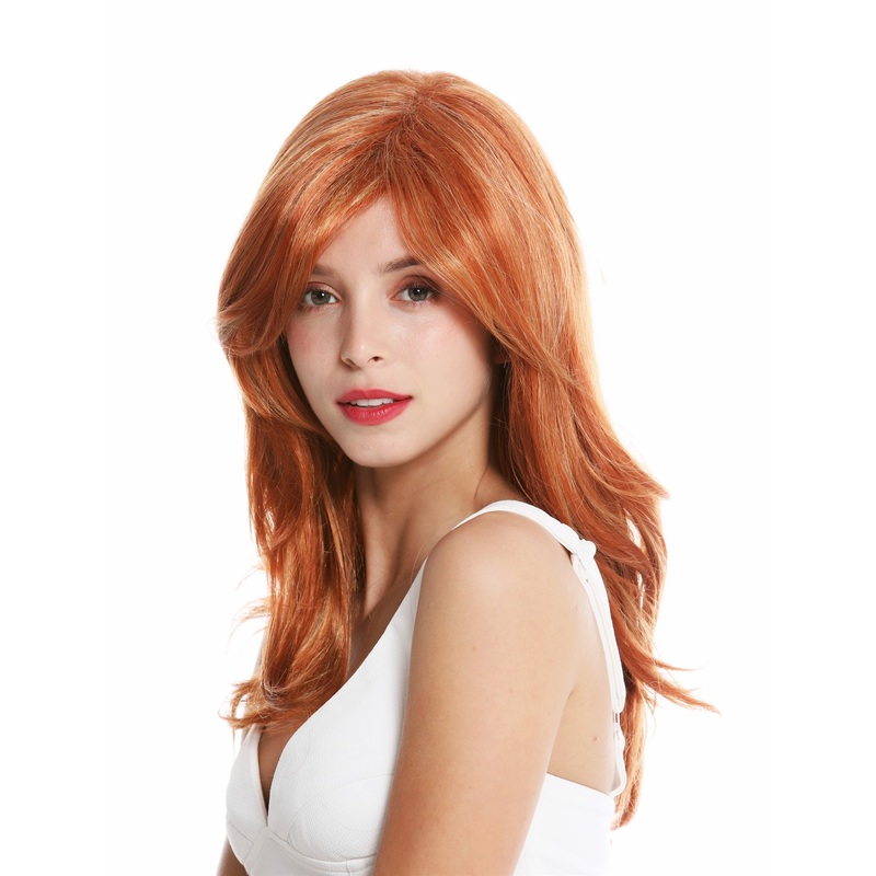 Women’s wig long slightly waved parting light copper red blonde GFW2552