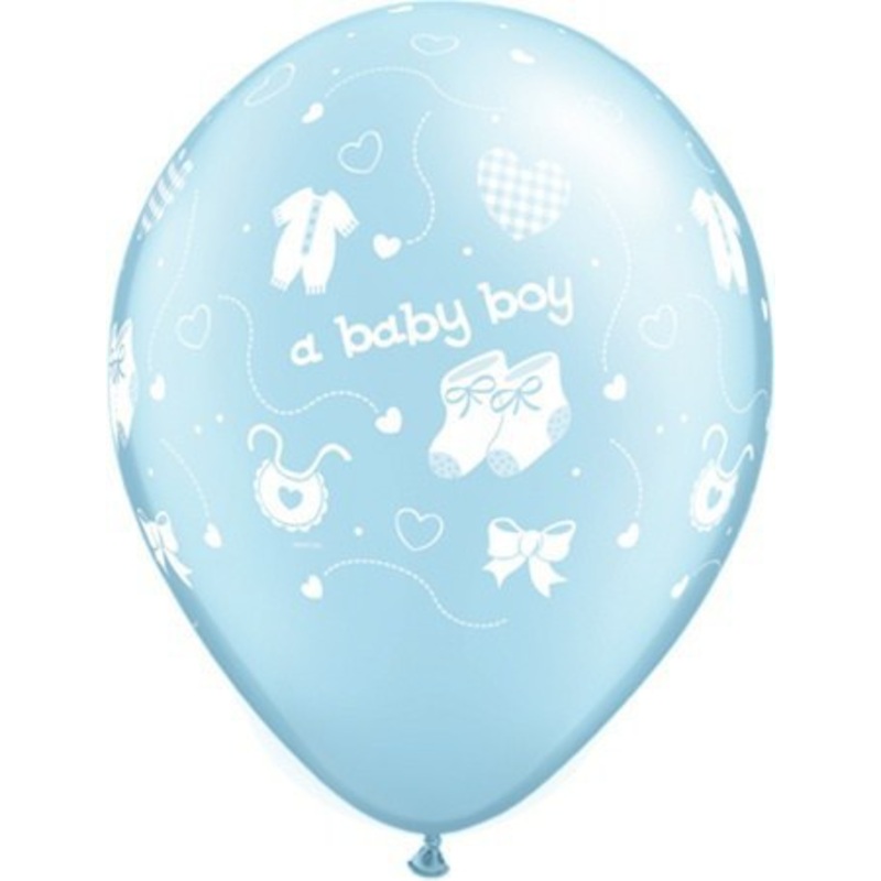 11 Pearl Light Blue Baby Boy Latex Balloons – 5 Pack