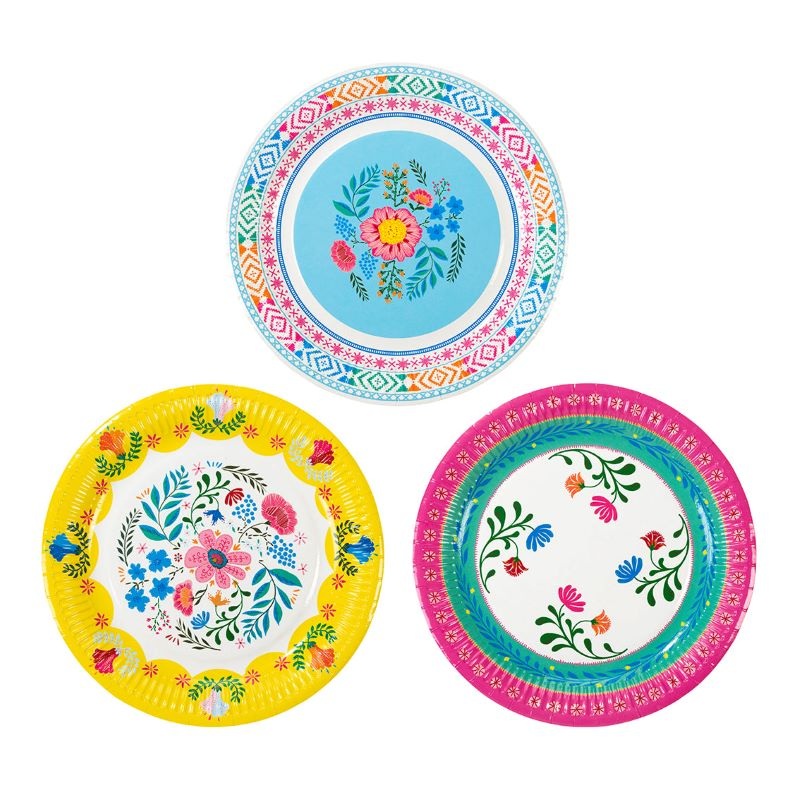 12 Mexican Fiesta paper plates 23cm