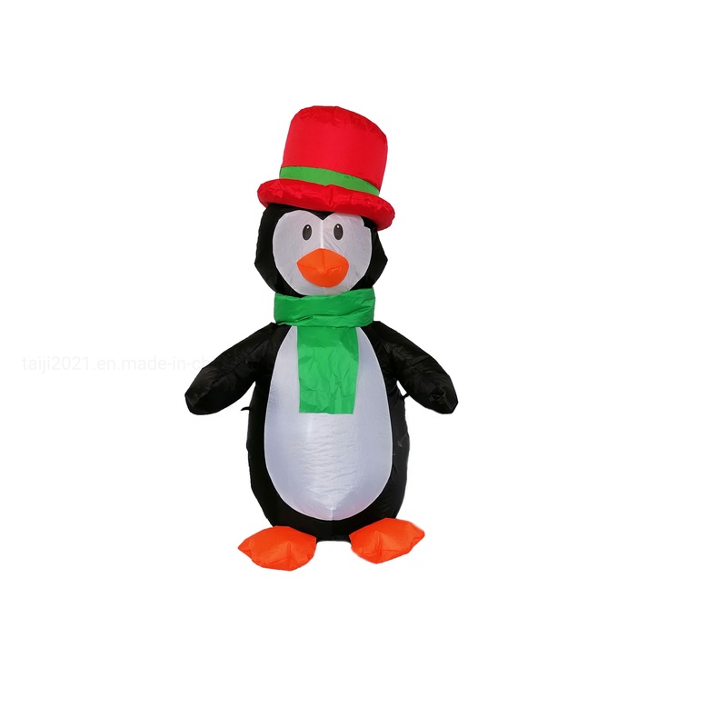 4FT Christmas Penguin with Gentleman Hat Inflatable Indoor Outdoor LED Yard Decoration
