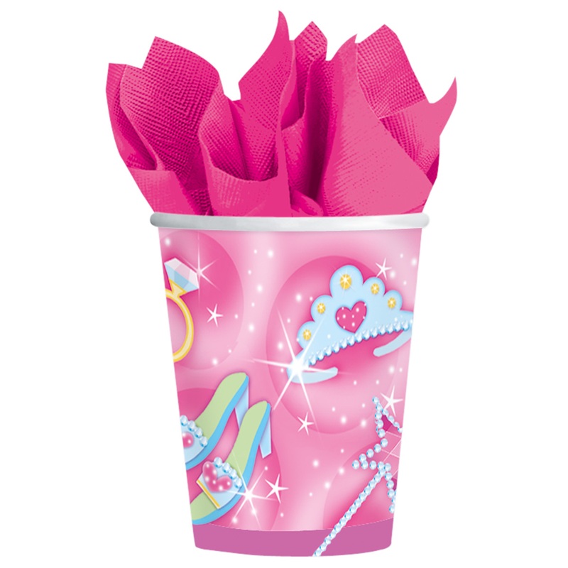 8 Fashion Queen paper cups Pink 266ml