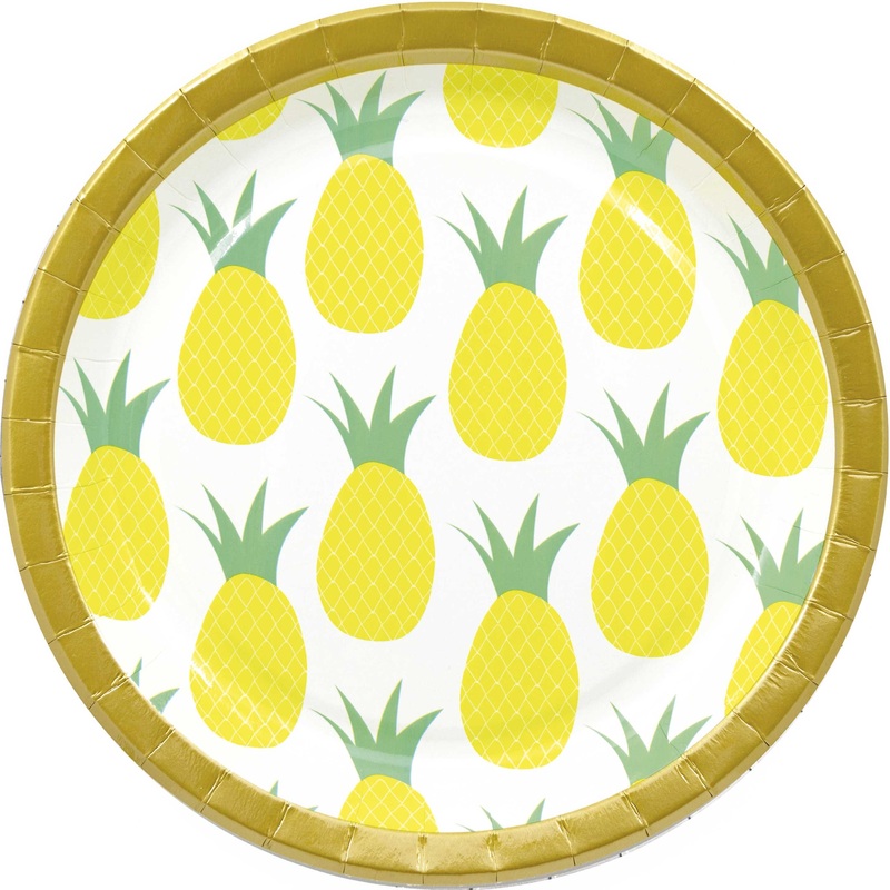 8 pineapple paradise paper plates 23cm