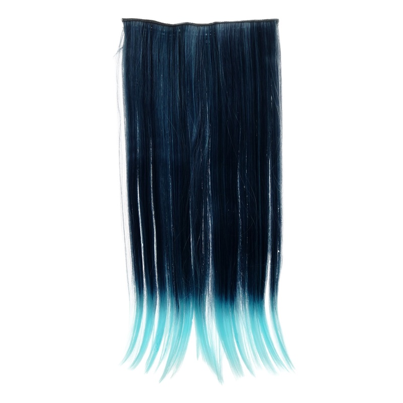 Hairpiece Extension wide 5 clips straight dark blue-light blue mix YZF-3179-T4027TTF2513