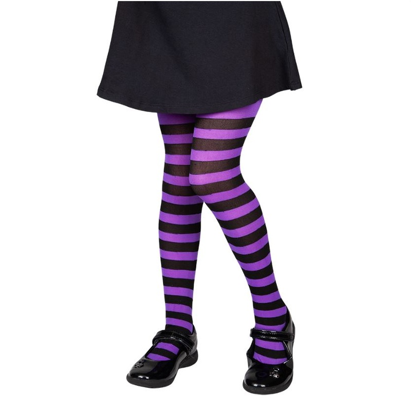 Kids Candy Stripe Tights – Purple & Black