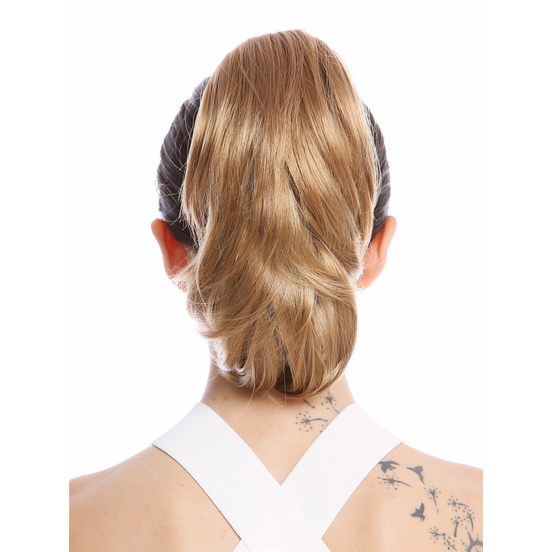 Ponytail Combs & Clamp short straight slighty wavy voluminous dark blonde MKB-29