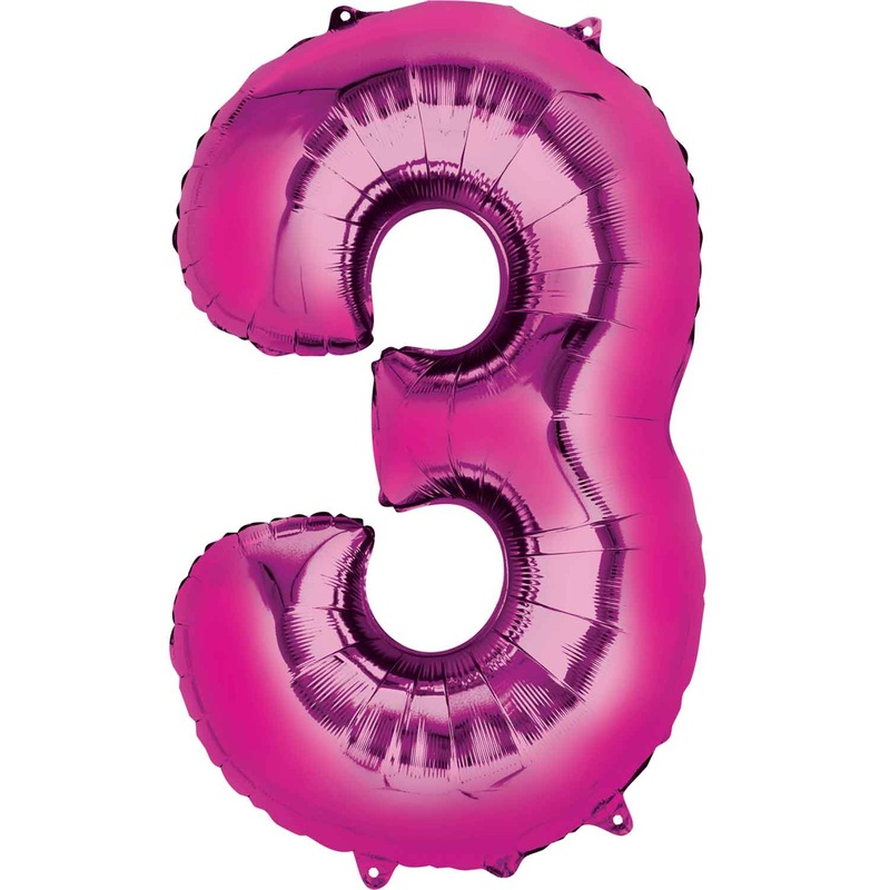16” Number 3 Pink Air Fill Balloon