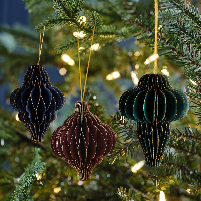 3 glittering honeycomb pendants