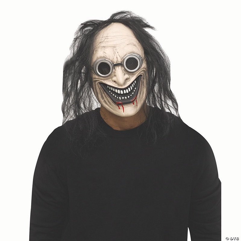 Adults Mad Scientist Overhead Mask with Black Hair – One Size