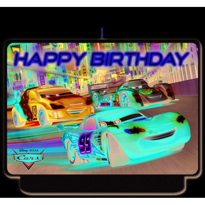 Cars Neon City Happy Birthday cake candle