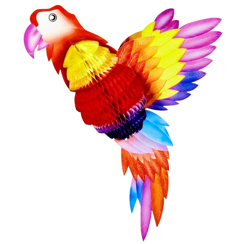 Colorful parrots deco 38cm