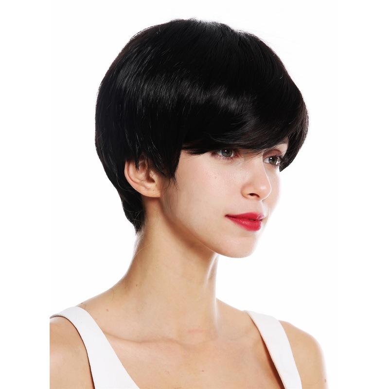 Lady wig very short boyish look parting parted off black black-brown VK-32