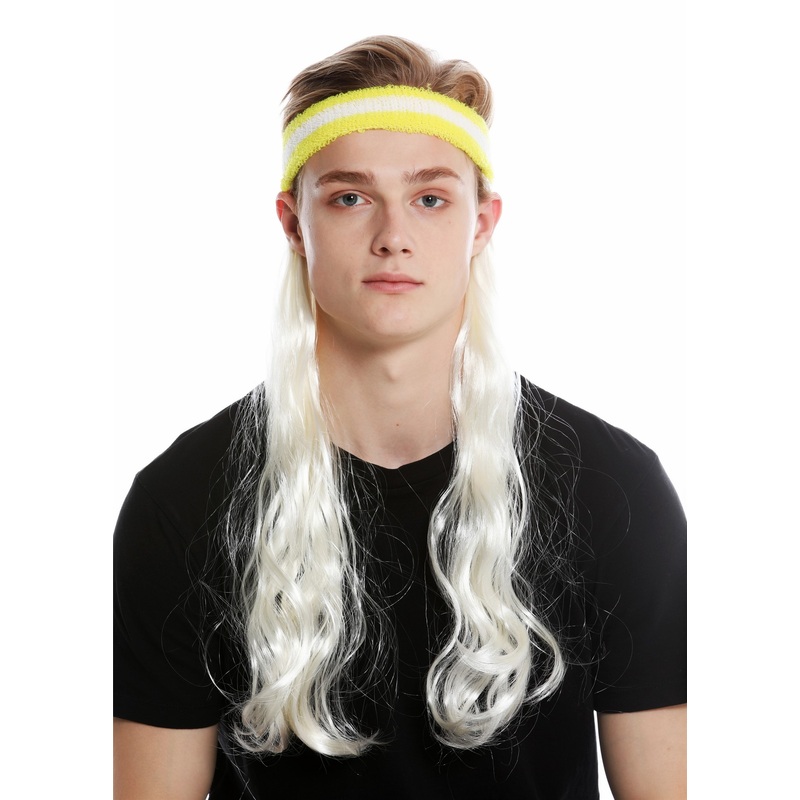 partial wig headband and long mullet 80’s tennis player blonde CXH-014-P613