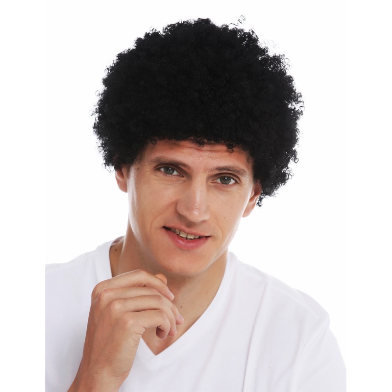 Wig Halloween carnival men women short afro frizzy curly black MMAM-9M