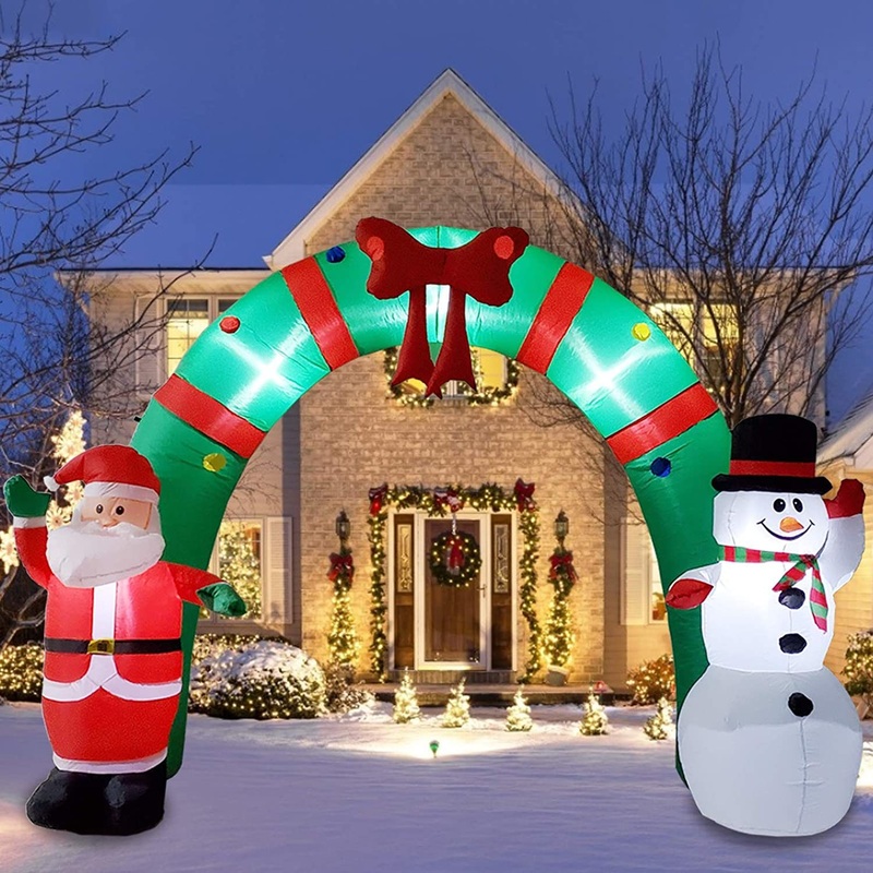 X’mas Christmas Inflatable Snowman and Santa Arch Archway for Home Outdoor
