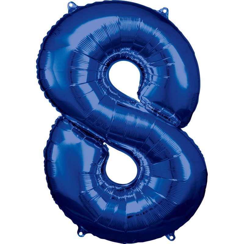 33” Blue Numbered Foil Balloon #8