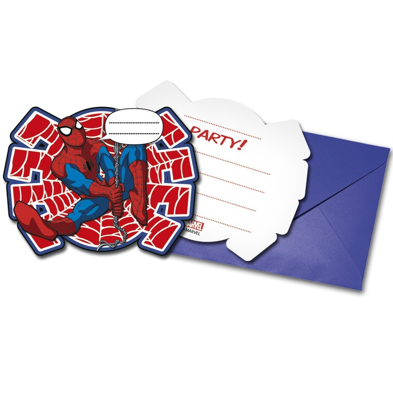 6 Spiderman Comic Invitation Cards