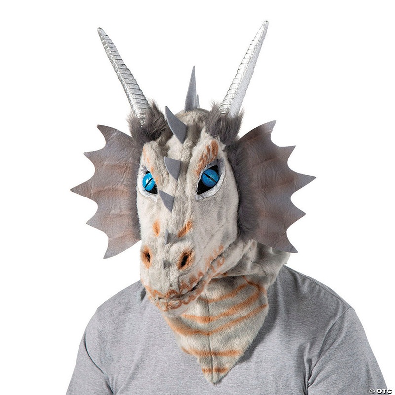 Adults Gray Dragon Moving Mouth Overhead Mask – One Size