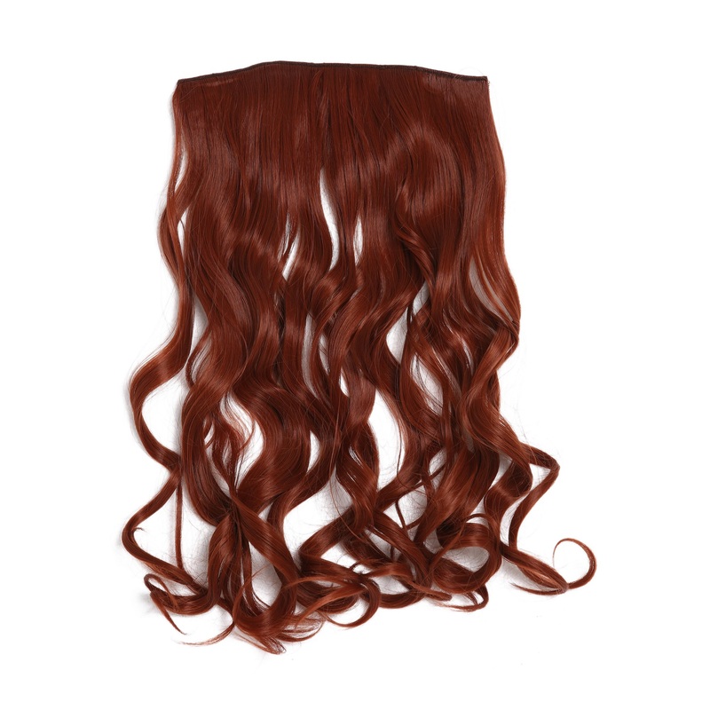 Hairpiece Halfwig 5 Clip Extension wide long curled curls dark copper YZF-3180