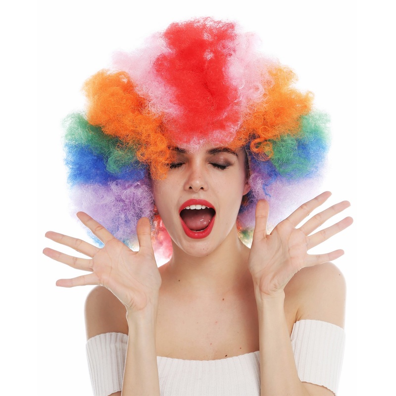 Halloween party wig afro men women rainbow coloured colourful XXL volume 31938
