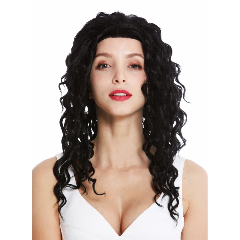 Women’s wig lace front long curled corkscrew curls ringlets black LA9013
