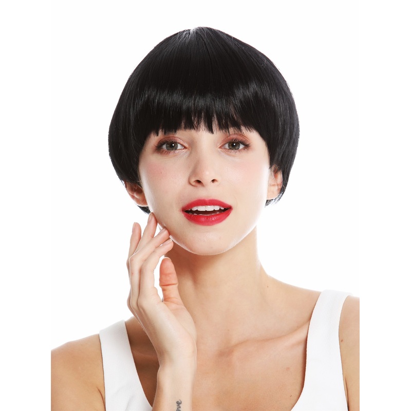 Women’s wig lady very short Page fringe straight black GFW2703