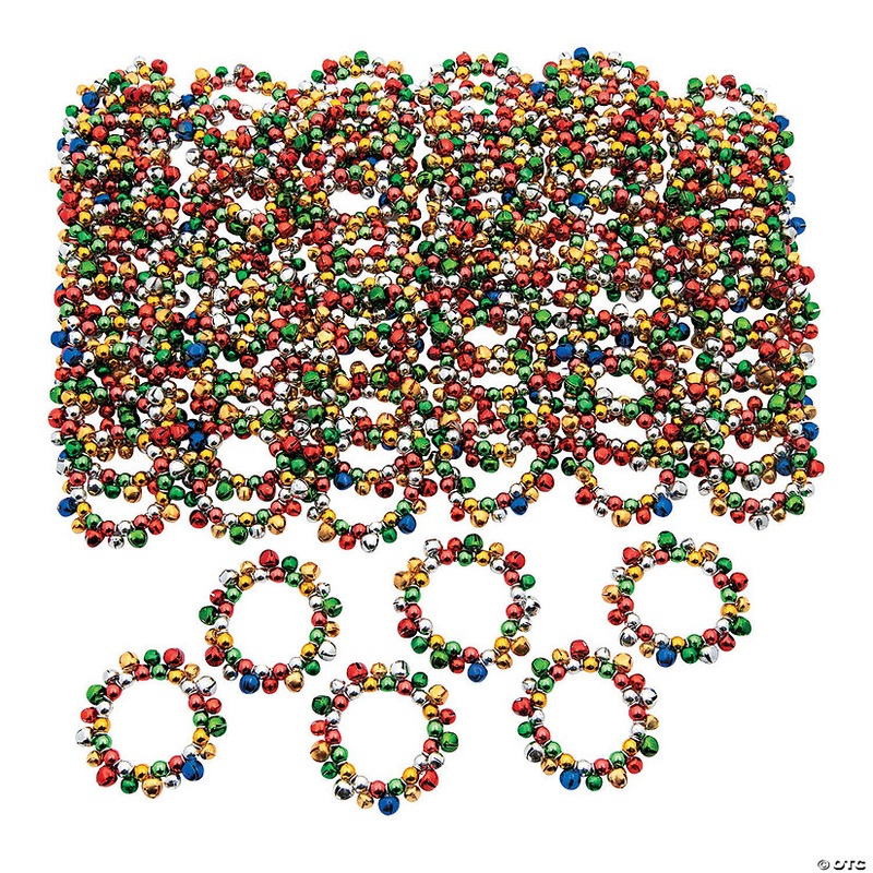 5 Bulk 72 Pc. Multicolor Jingle Bell Christmas Bracelets